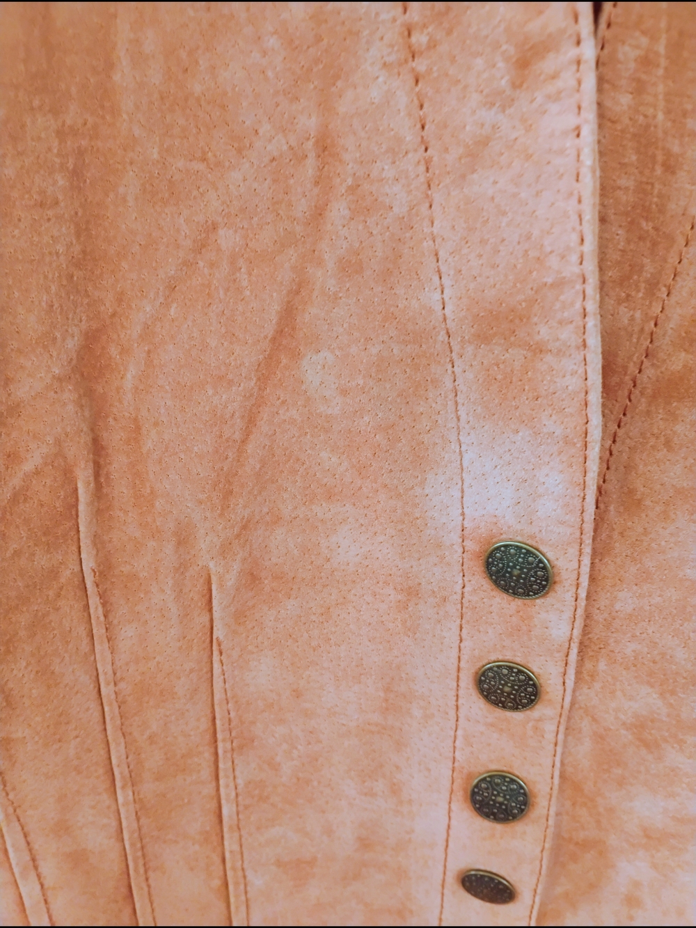 Vintage Women's 100 Percent Suede Leather Rust Cognac Button Front Jacket XLG - Picture 8 of 16
